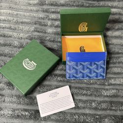 Goyard Blue Card Holder Men's Wallet Logo Accent Geometric Credit Card