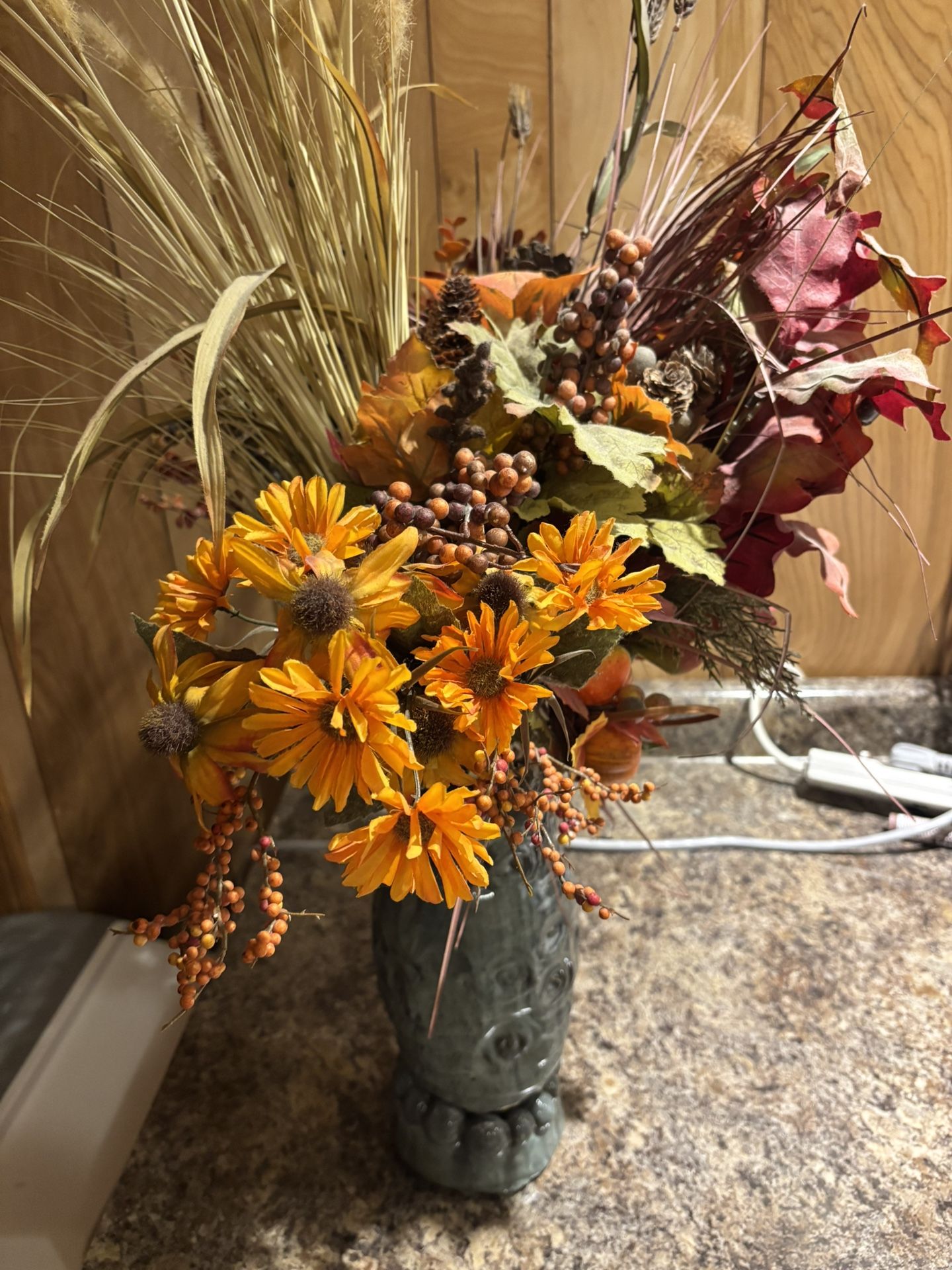 Decorative Fall Flowers And Vase