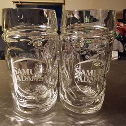 2 SAMUEL ADAMS OCTOBERFEST HEAVY TANKARD STYLE MUGS + 1 GLASS -  $15 obo