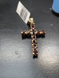 Garnett 18k Gold Cross