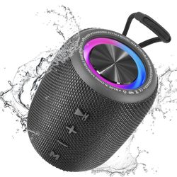 Portable Bluetooth Speaker, BT5.3 Wireless Speaker 20W Bass Diaphragms with Multi LED Light Dynamic Modes, IPX6 Waterproof 16H Playtime supports FM Mo