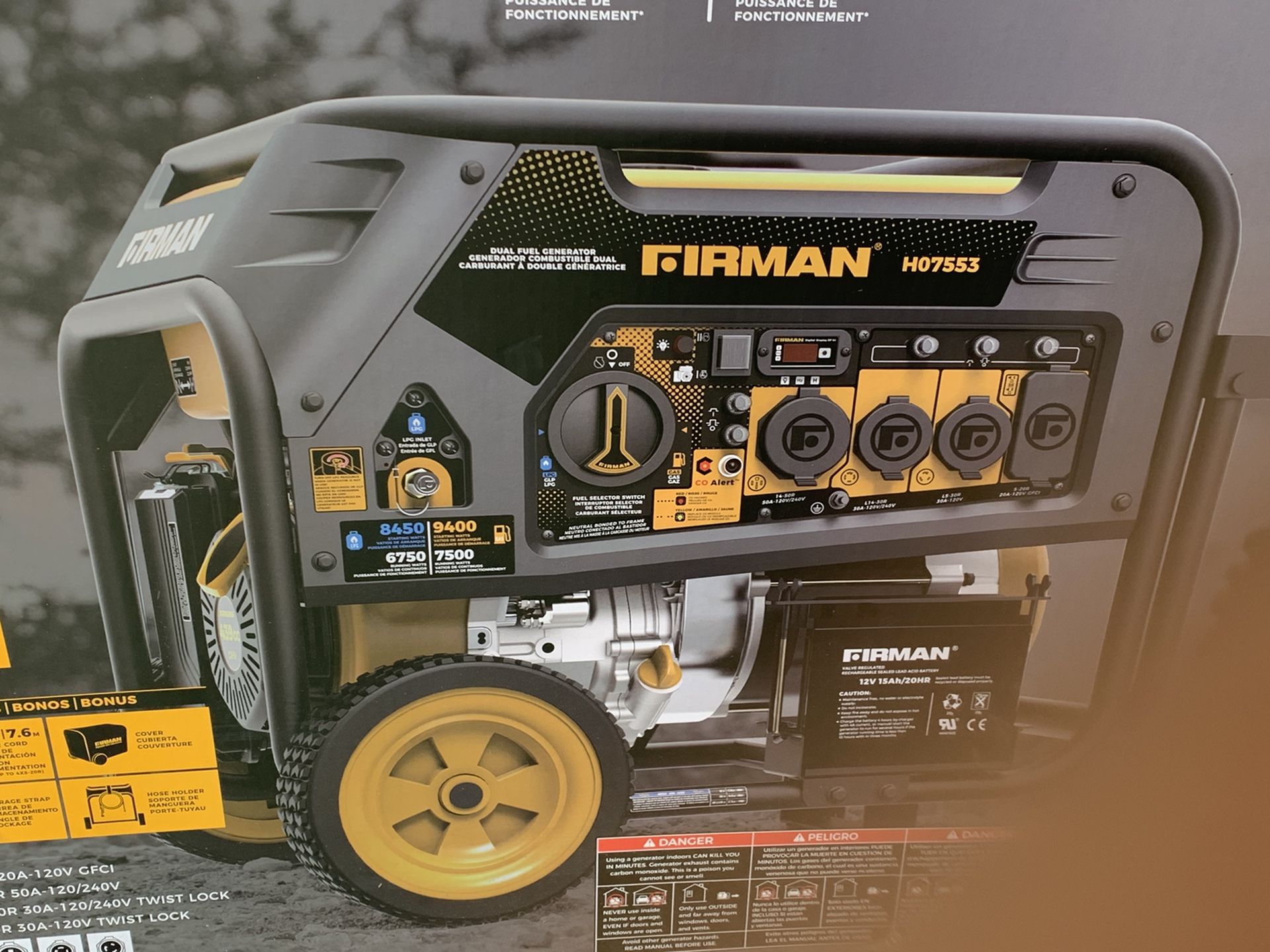 Firman Hybrid 7500-Watt Gasoline/Propane Portable Generator (Cord Set Included)