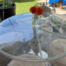 Vintage Solid SteelTable Metal/glass