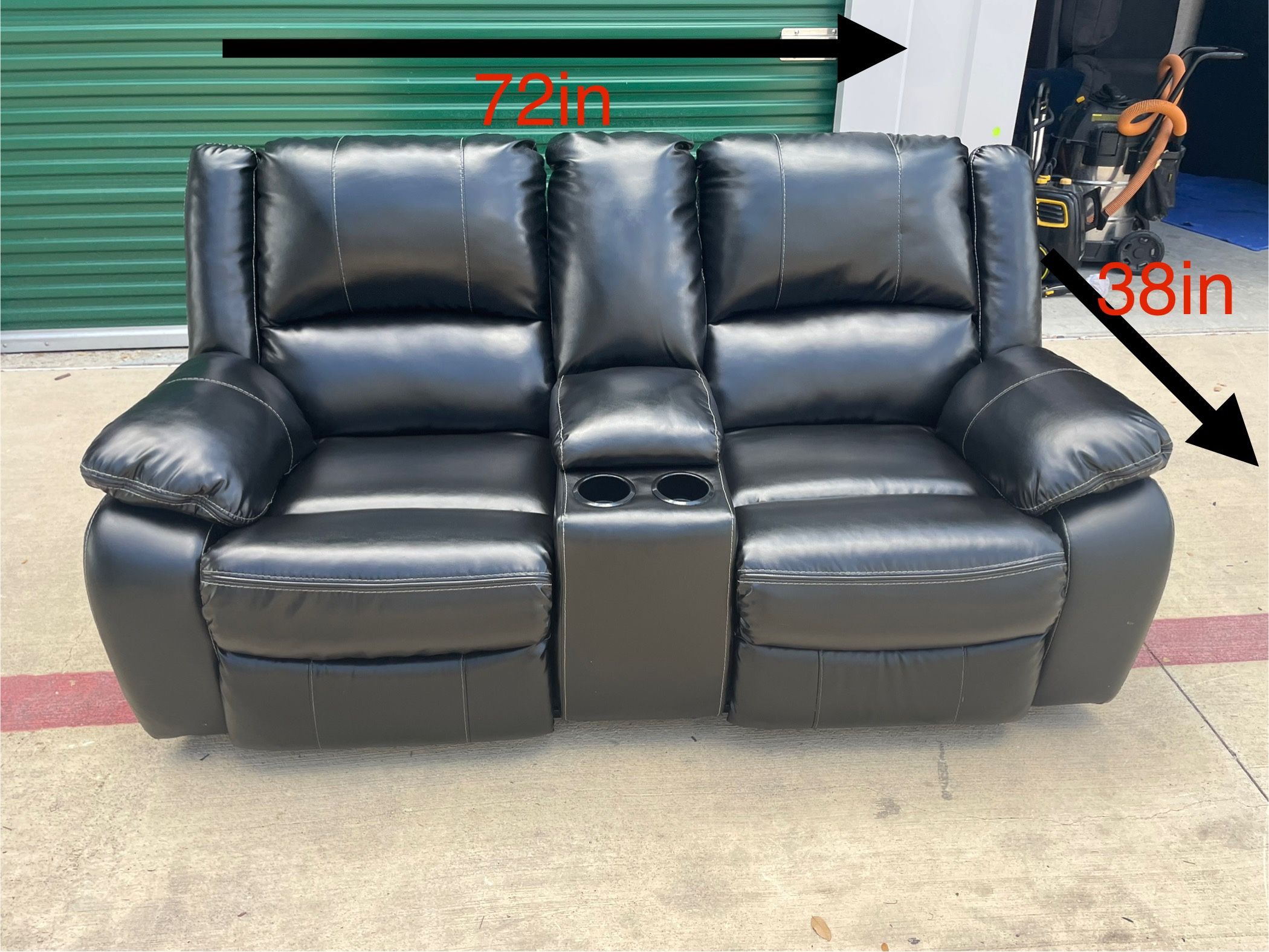 Black Power Reclining Loveseat Couch (DELIVERY AVAILABLE)