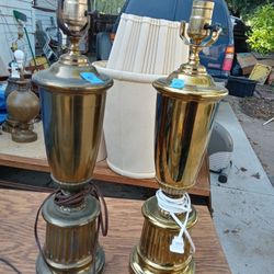 pair of vintage brass lamps
