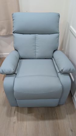 Light Blue Upholstered Recliner Chair