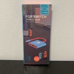 Nintendo Switch Type-C Hub NEW SEALED Portable Dock Adapter 4k Blue Red 3 Ports