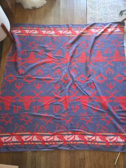 Vintage Mid Century Western Motif Camp Blanket