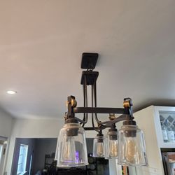 Industrial 4-Light Chandelier with Glass Shades
