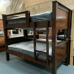 BUNK BED LITERA DE MADERA SOLIDA DE PINO CON LOS COLCHONES INCLUIDOS- VARIOS COLORES Y TAMAÑOS