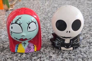 The Nightmare Before Christmas Jack Skellington and Sally Salt & Pepper Shakers