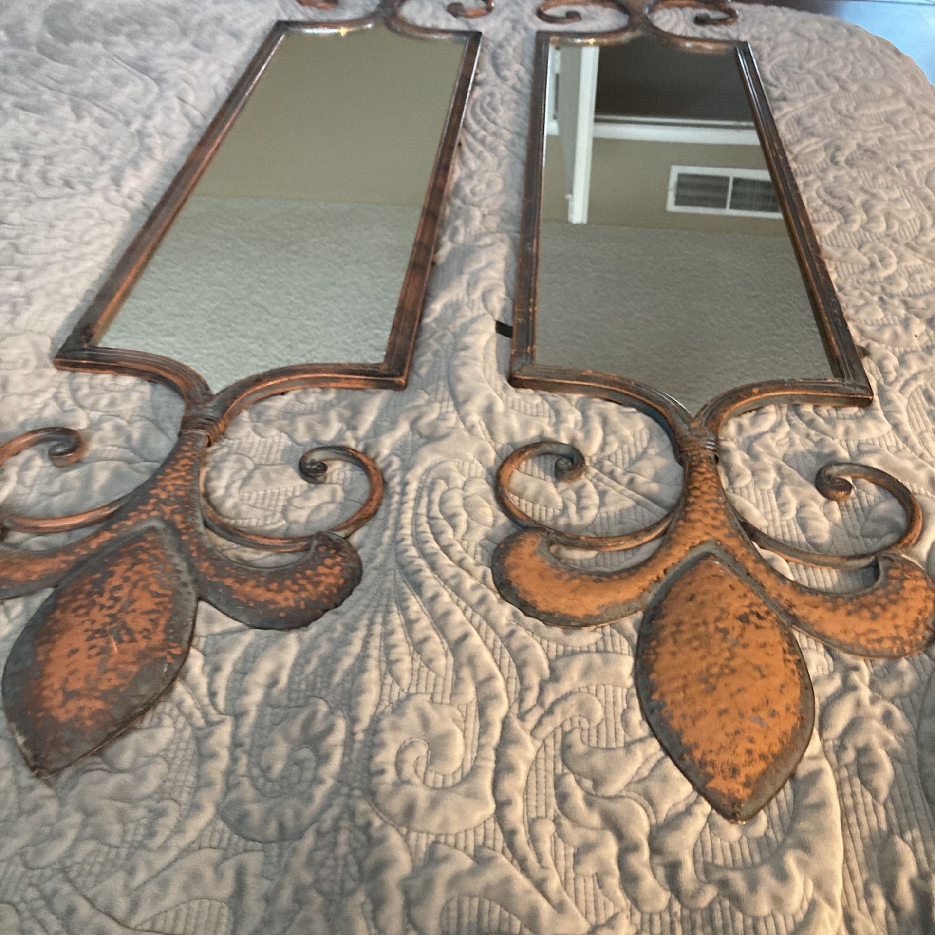Metal Deco Mirrors Pair