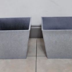 PAIR of 12" Square Heather Gray Resin Planters (2 for $45) @ Lasting Creations