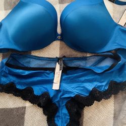 Victoria’s Secret Blue Bra Size 32 C & Panty S – New With Tags (Sold Separately)