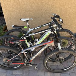 3 Carbon Cannondale Lefty Mountain Bikes 1 27.5 2 29er In Excellent Condition 1 Small 2 Large $1695.00 Each 