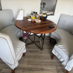 Dinner Table And 2 Oval Benches