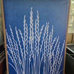 Reed Grasses on Blue Floater Canvas