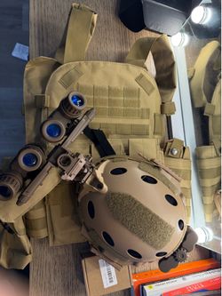 Tactical vest & helmet with night vision goggles props