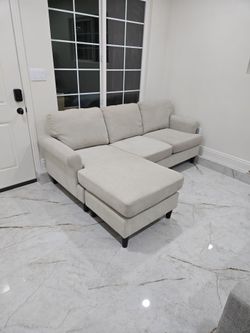 Beige Sectional Sofa with Chaise