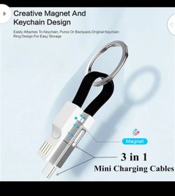 3 in 1 Mini Magnetic Keychain USB Cable For Samsung Xiaomi Redmi Huawei Micro USB/Type C Android Phone Fast Charging Cabo