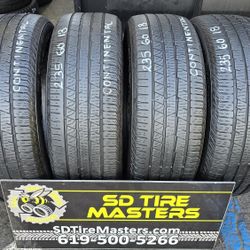4 USED TIRES 235/60R18 Continental Cross Contact w/60% Thread All 4 Installed $280 ($70 Each)