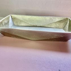 Unique Silver Metal Geometric Rectangular Tray