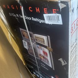 Magic Chef 3.1 cu. ft. 2-Door Mini Refrigerator in Stainless Steel Look with Freezer,