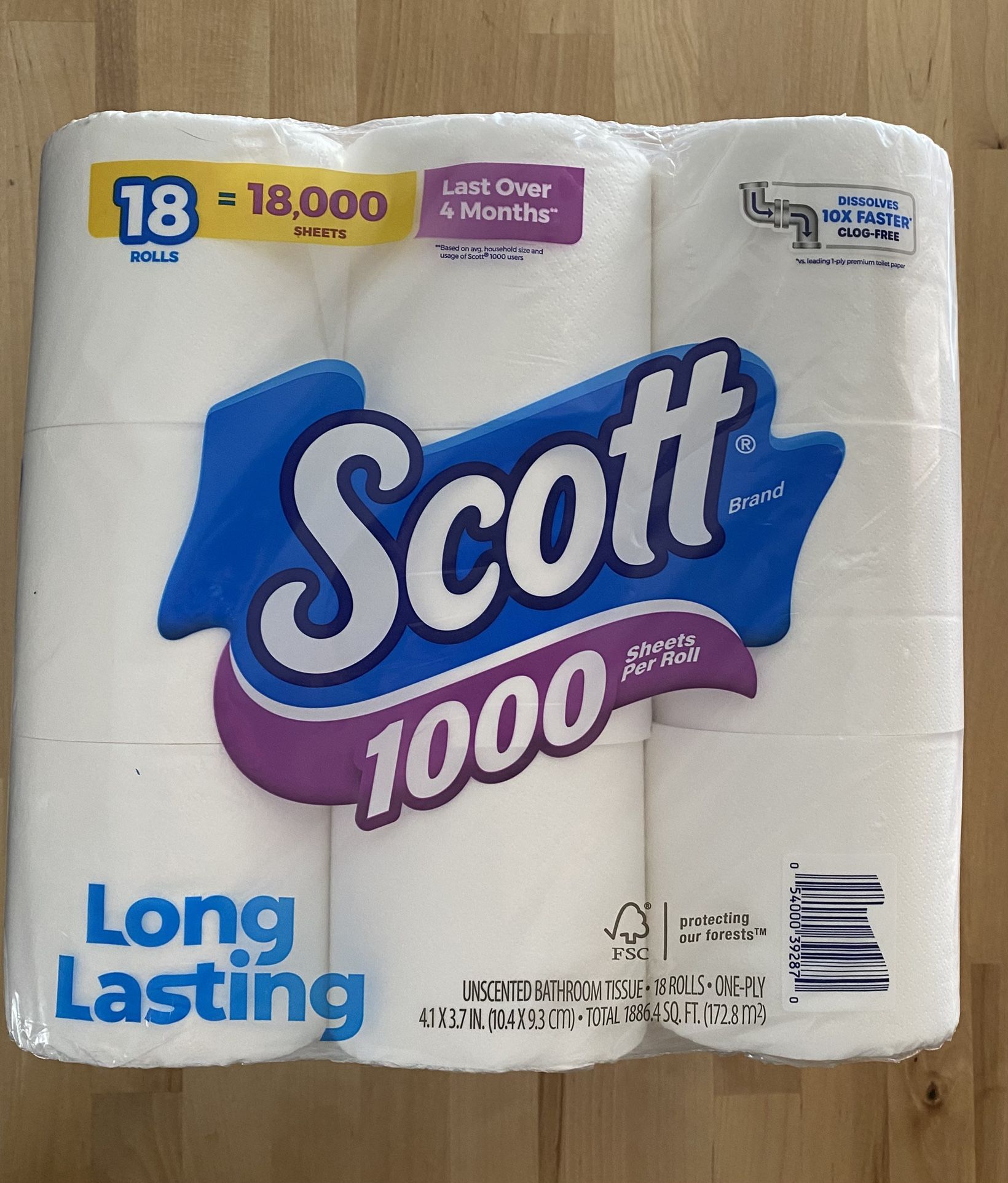 Scott toilet paper Huge 18 roll package 