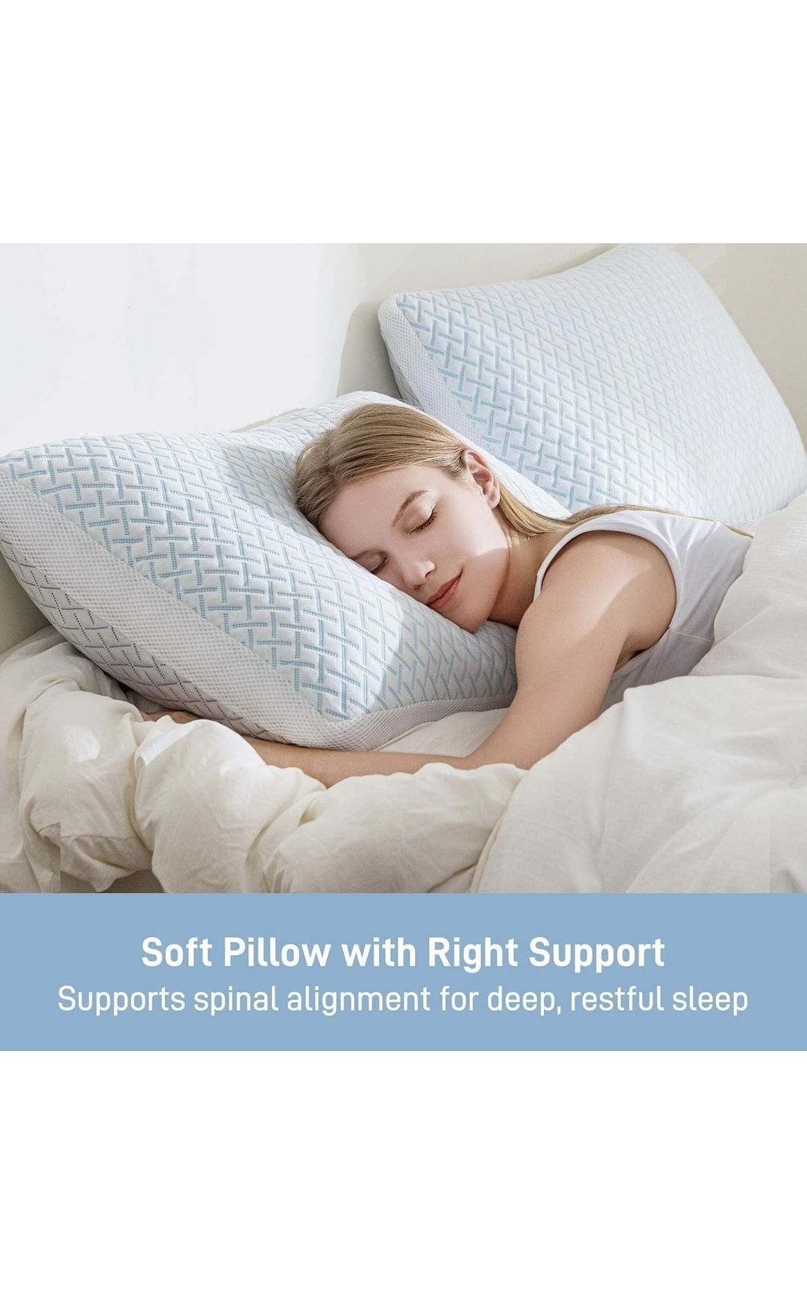 2-Pack King Cooling Memory Foam Pillows with Adjustable Loft and Soft Bamboo Covers