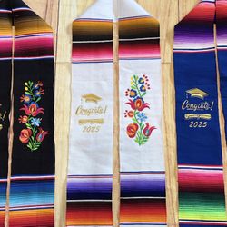 Mexican Flowers Serape Graduation Sash