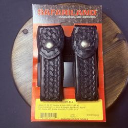 NEW Safariland 377 Double Magazine Holder Pouch (OPEN SIDES) Basketweave Chrome