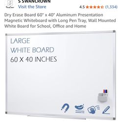 S Swancrown Magnetic Whiteboard 60”x40”