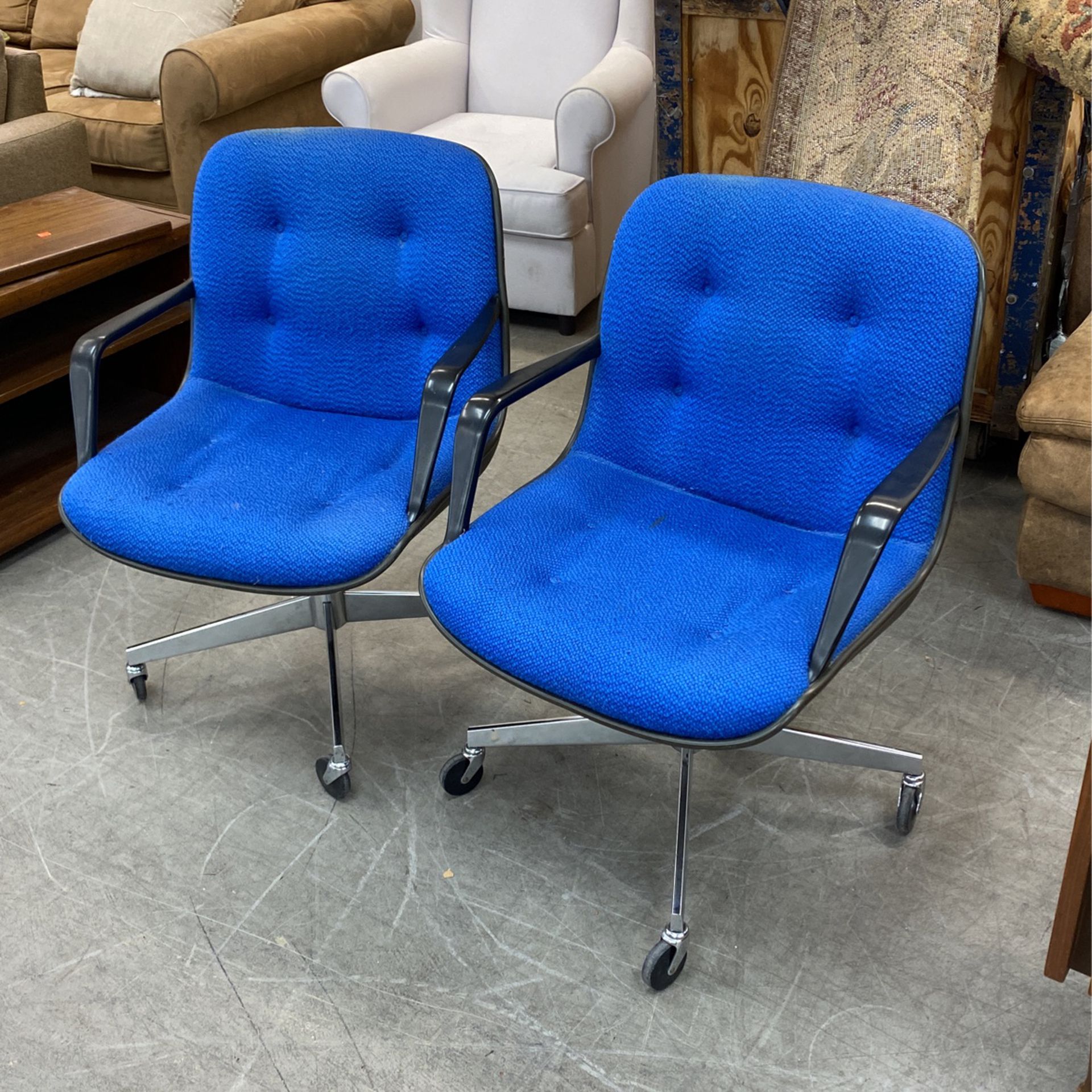 Steelcase mid century blue office chairs