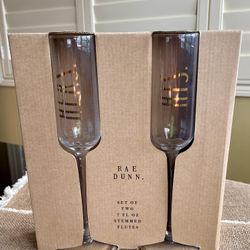 Rae Dunn Hers & His  Stemmed Flutes