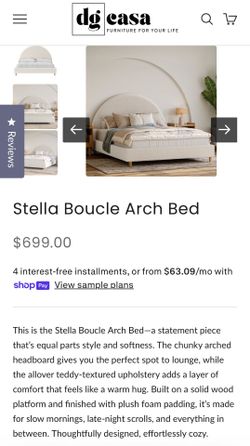 DG Casa Stella Boucle Arch Bed Frame