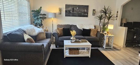 Couch And Loveseat And 2 White Tables For Sale