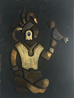 Aztec Warrior Metal Relief Wall Art
