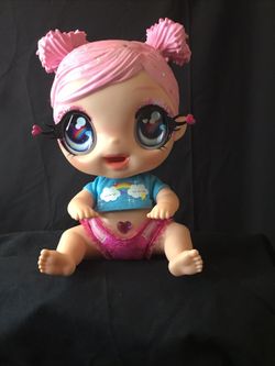 MGA Entertainment Glitter Babyz Rainbow Cloud Pink Hair 10"  Baby Doll