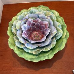 Nicole Miller Melamine 4 Nesting Serving Bowls Floral Succulents 11“ X 3 1/2“ 9“ X 3 1/2“ 7 1/2” X 3 1/2” 5 1/4“ X 3 1/2” L2