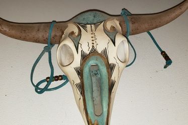 Scull Ceramic Steer Horns