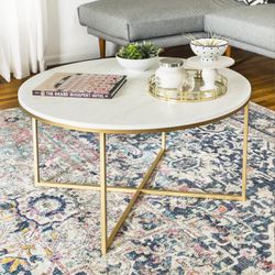 New Modern White & Gold Coffee Table