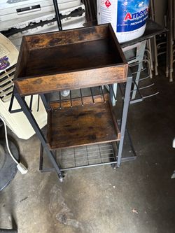 Industrial Wood and Metal Rolling Cart