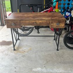 Desk, Wood And Metal