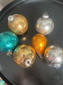VTG 6 Austrian mercury glass Christmas Ornaments