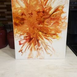 Two 12 x14 Inch Acrylic Pour Paintings