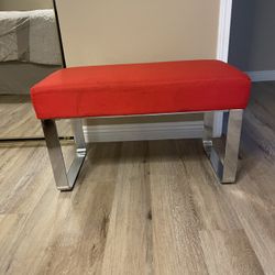 Bright Red bench With metal Legs 