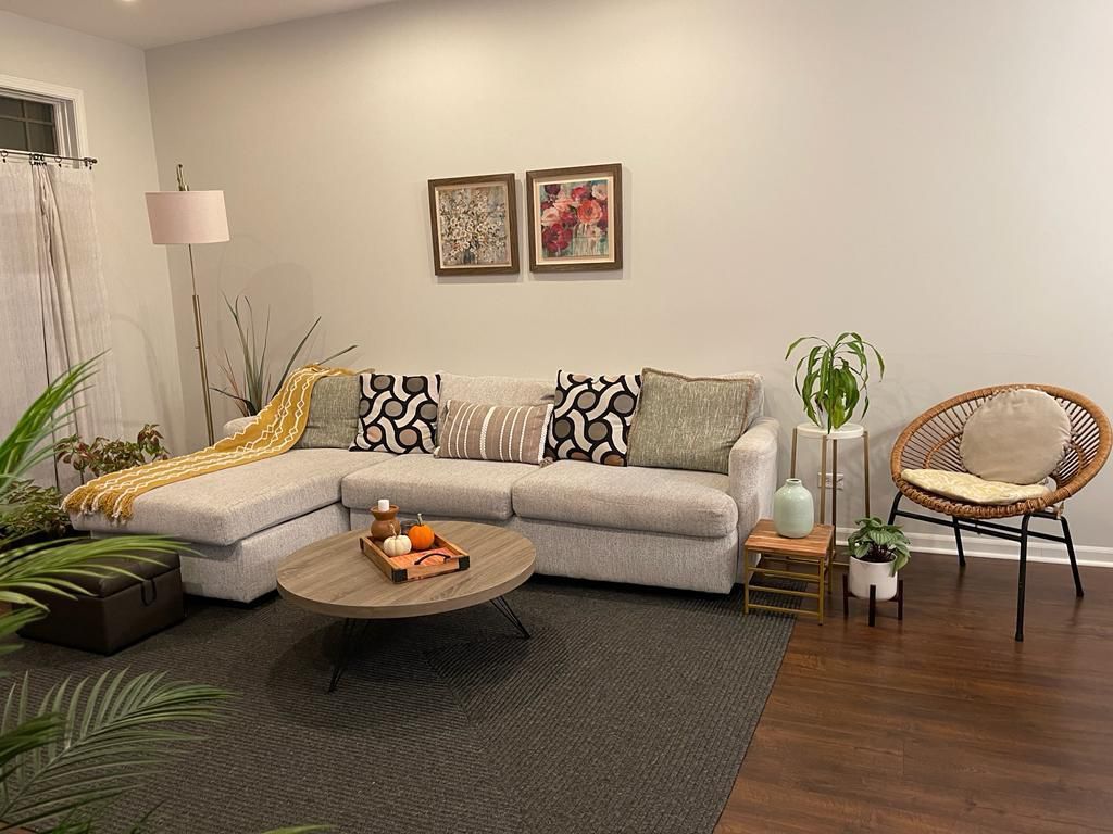 Sectional Sofa - White Fabric