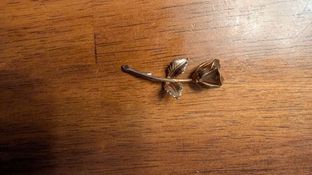 Gold-Tone Rose Brooch Pin