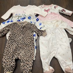 Lot of 6 Girls Sleepers Pajamas Size 6 Months By Carters #2