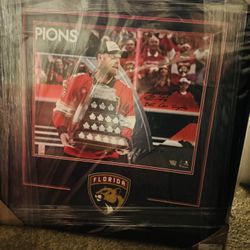 Sam Bennett Florida Panthers Autographed Fanatics Authentic 2025 Stanley Cup Champions Deluxe Framed 16" x 20" Raising Conn Smythe Photograph with "20